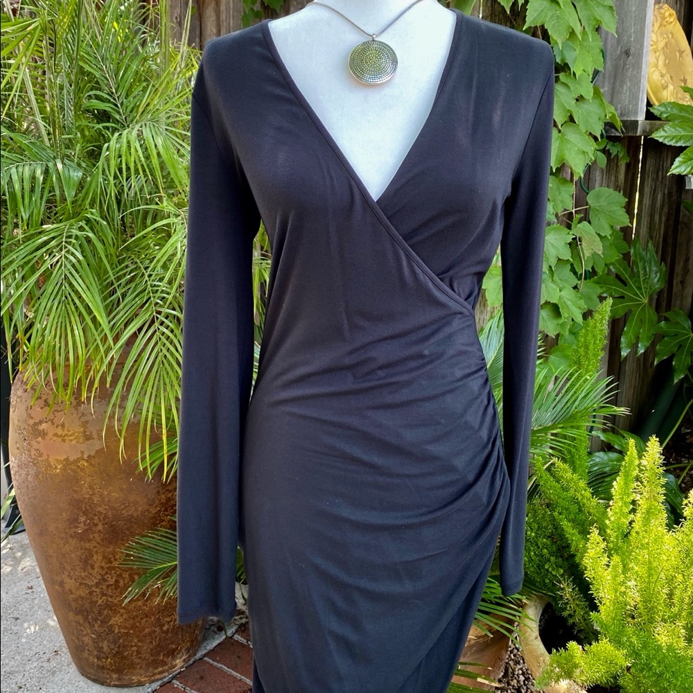 Faux wrap body con dress